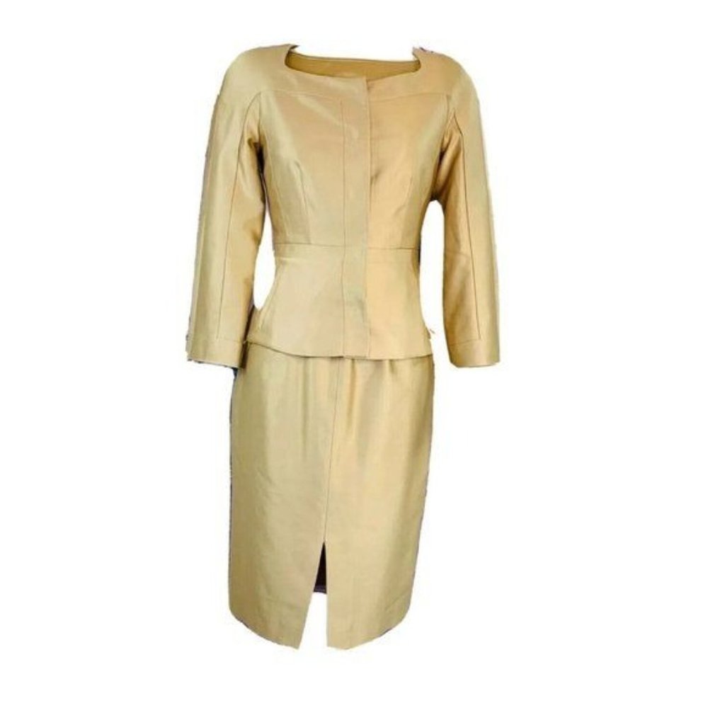 L.K. Bennet Suit 3Pc Dress Silk Set Elegant London International Luxury Fashion - Picture 5 of 16